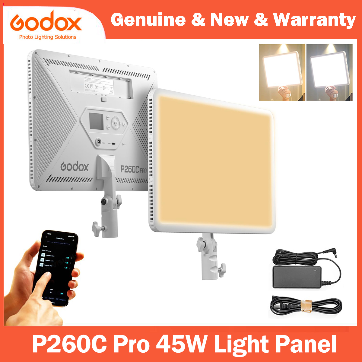 Photography Lighting Continuous - Godox P260C Pro LED-videolamppaneel Tweekleurig 2800K-6500K