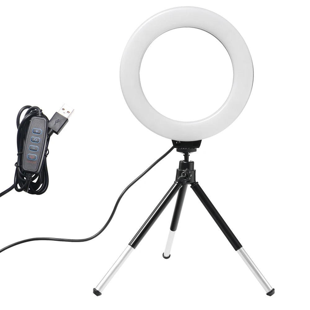 Photography Lighting Set Up - 6 inch mini selfie ringlamp bureaulamp