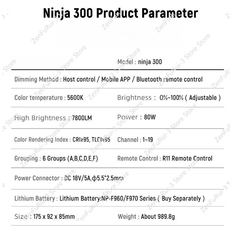 Ninja 300 80W LED continue vid - Photography Lighting Continuous recensie en prijs